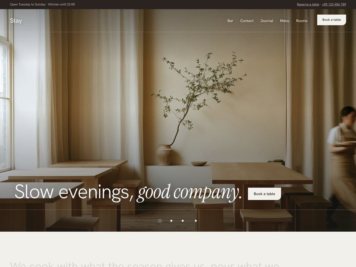 The Stay theme homepage on a wide screen
